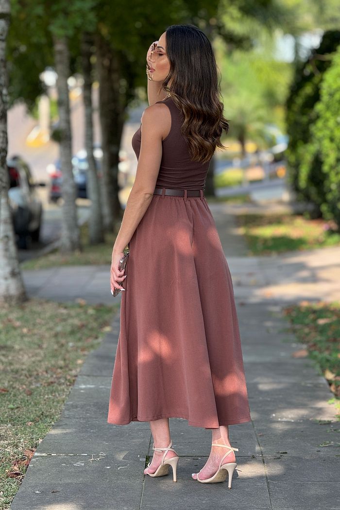 Saia Alfaiataria Midi Armani Marrom