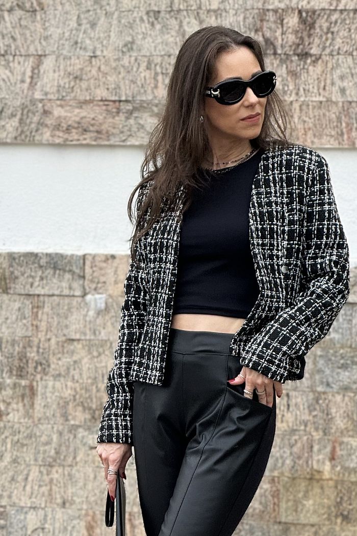 Blazer Tweed Preto
