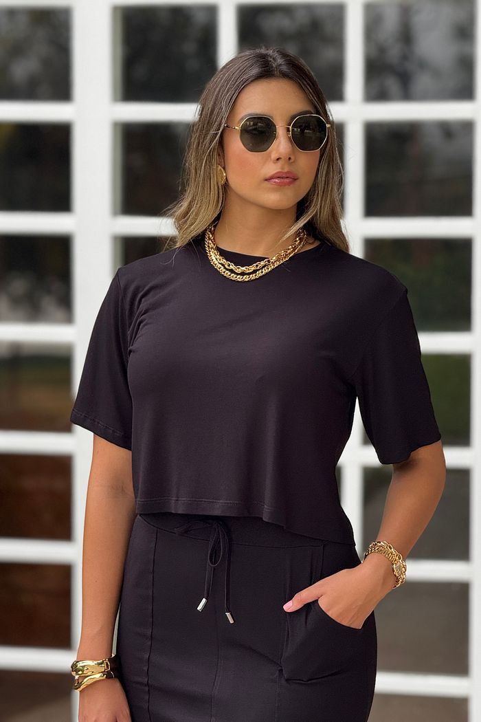 T-shirt Box Malha Chiara Preto