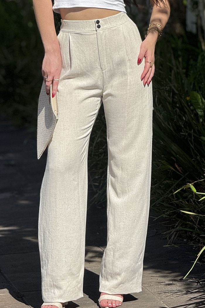 Wide Leg Linho Estonado Natural