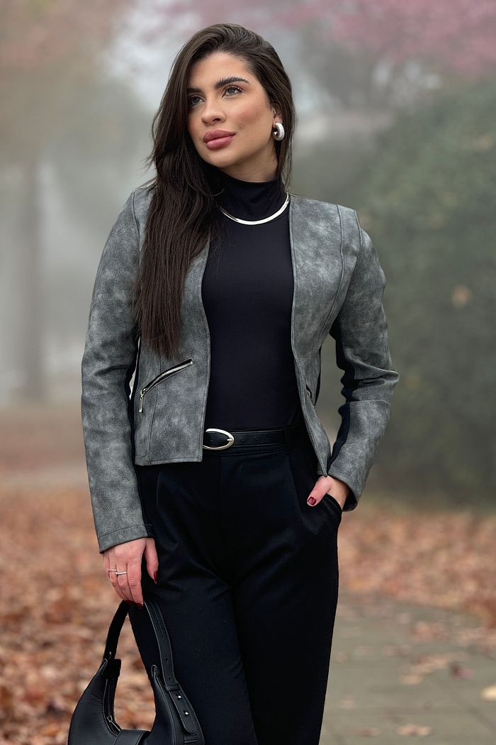 Jaqueta Courino Estonada Cinza