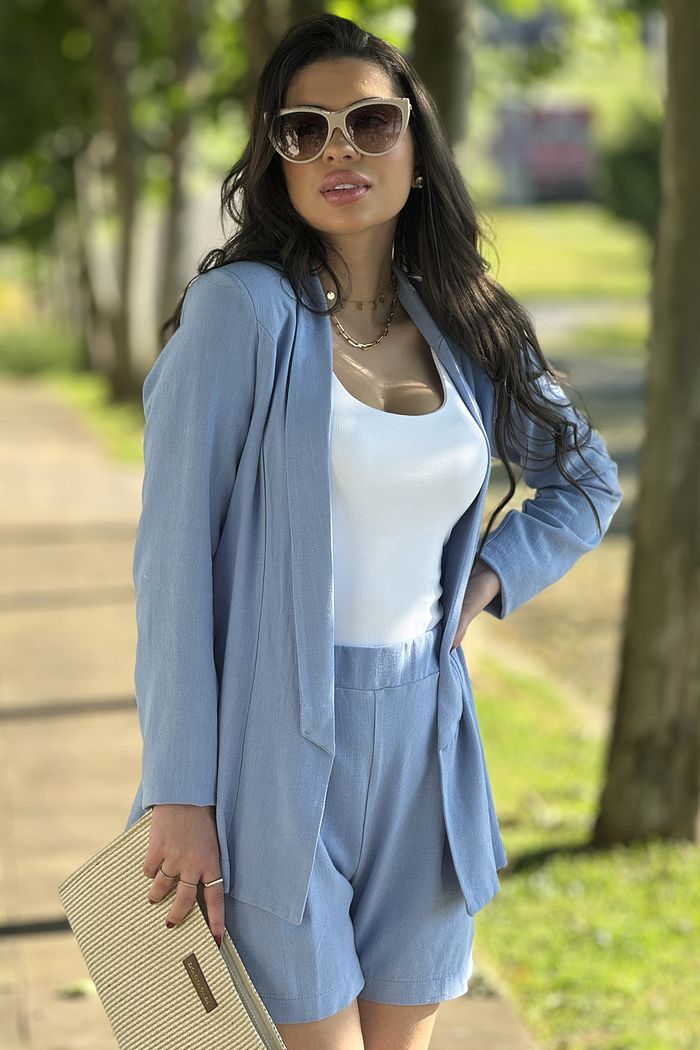 Blazer Linho Estonado Azul