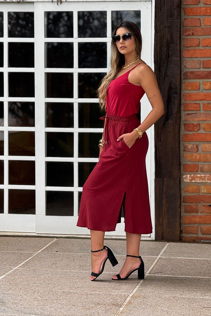 Saia Linho Estonado Marsala