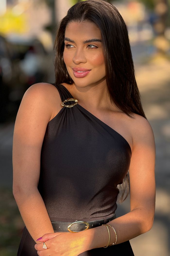 Blusa Ombro Único Preto