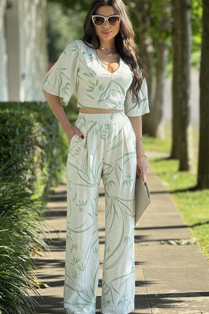 Pantalona Kaci Estampada Verde Menta
