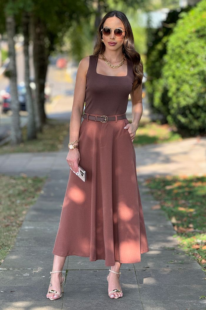 Saia Alfaiataria Midi Armani Marrom