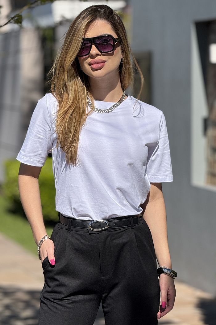 T-shirt Algodão com Elastano Branco