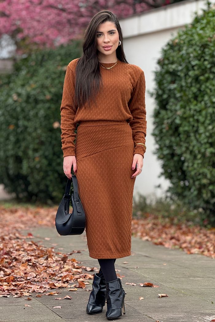 Saia Tricot Rebeca Caramelo