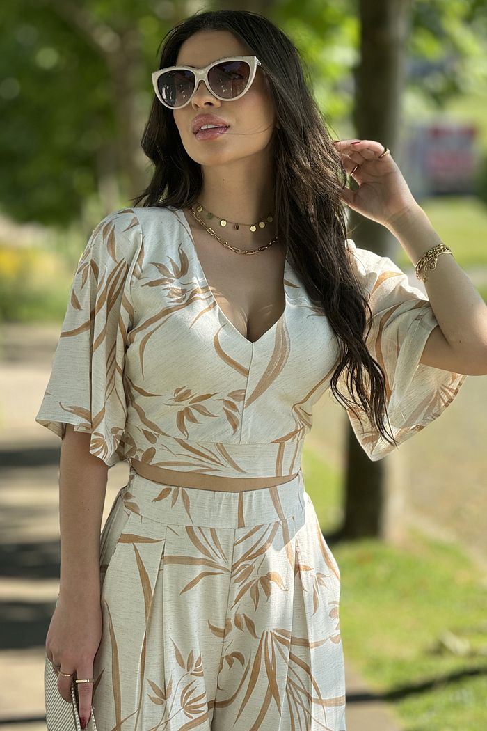 Cropped Kaci Estampado Toffee