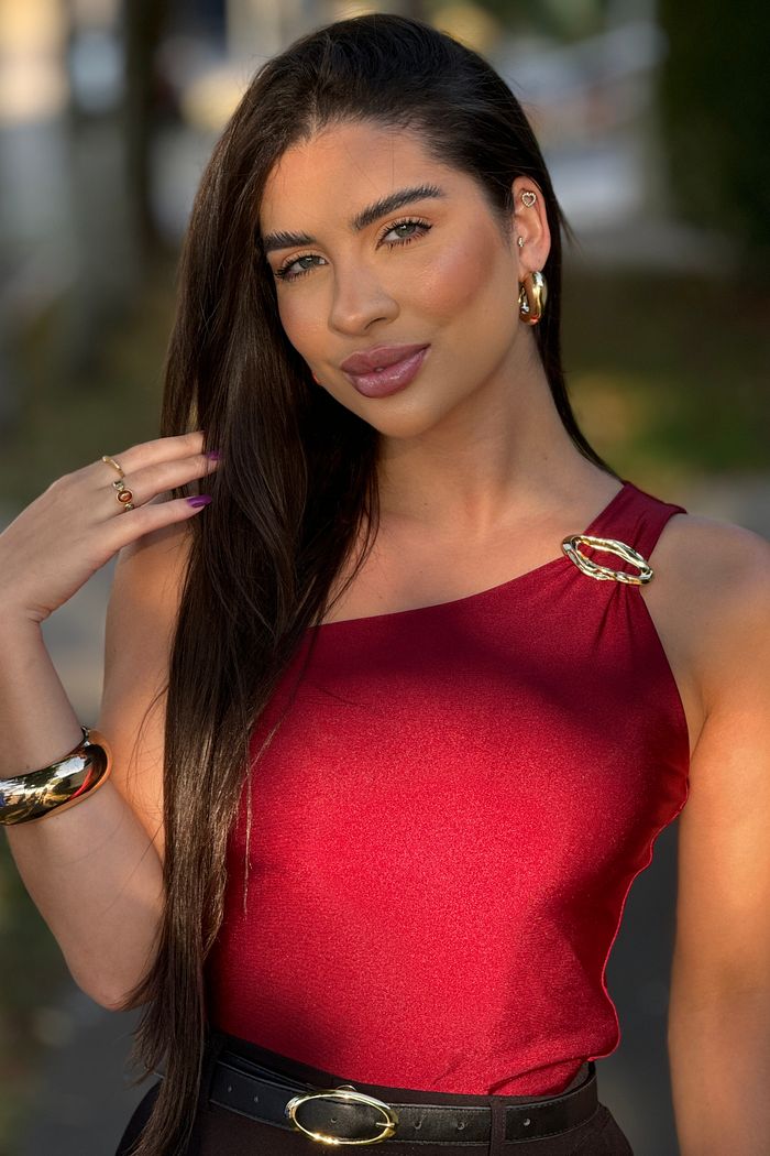 Blusa Ombro Único Cherry