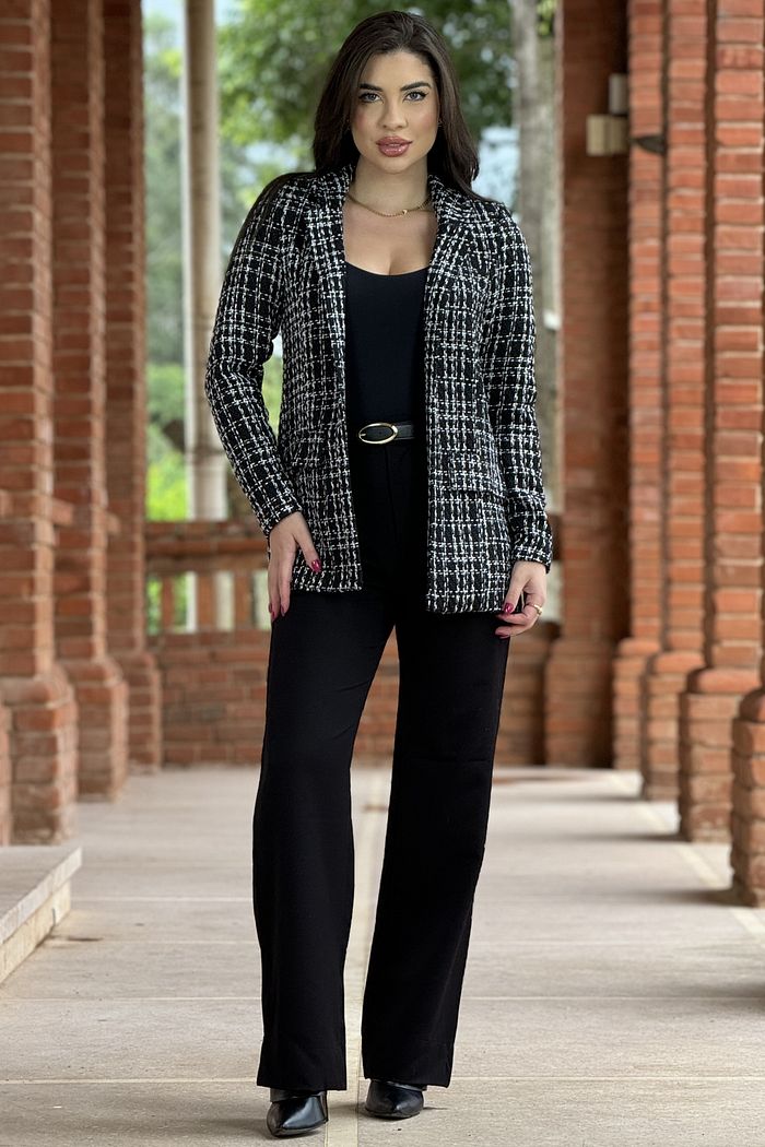 Blazer Alfaiataria Tweed Preto