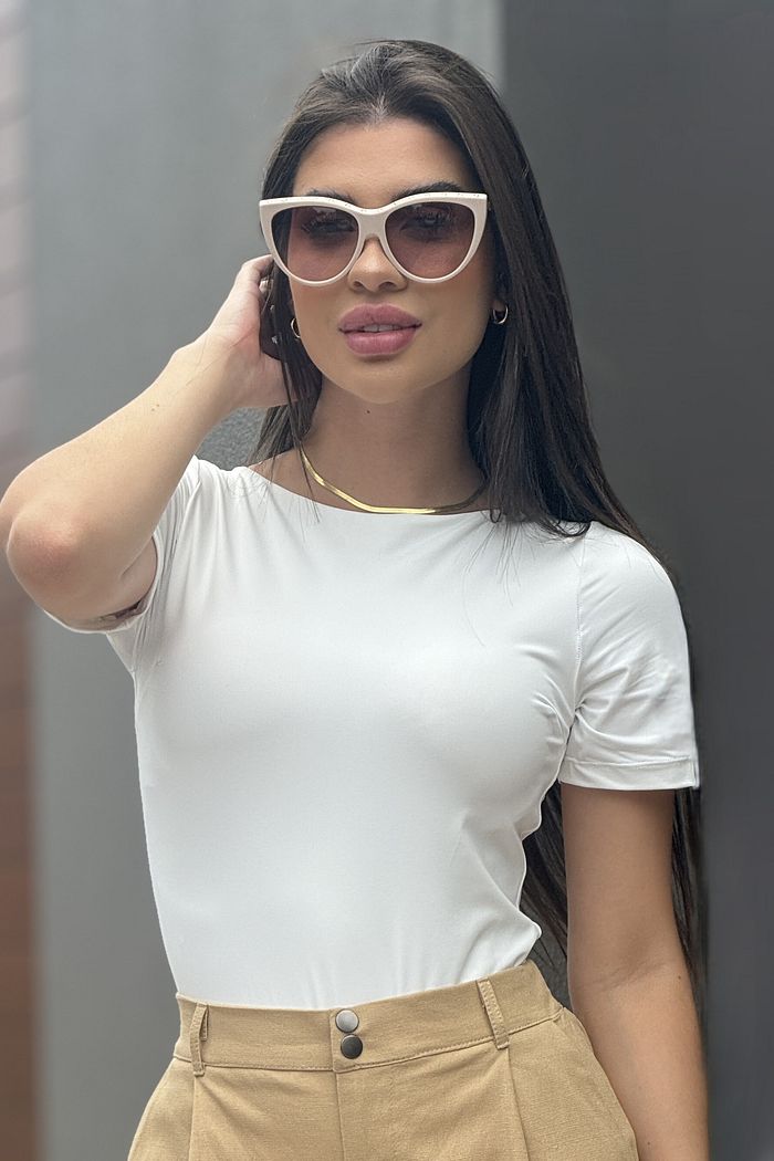 Body Poliamida Manga Curta Branco