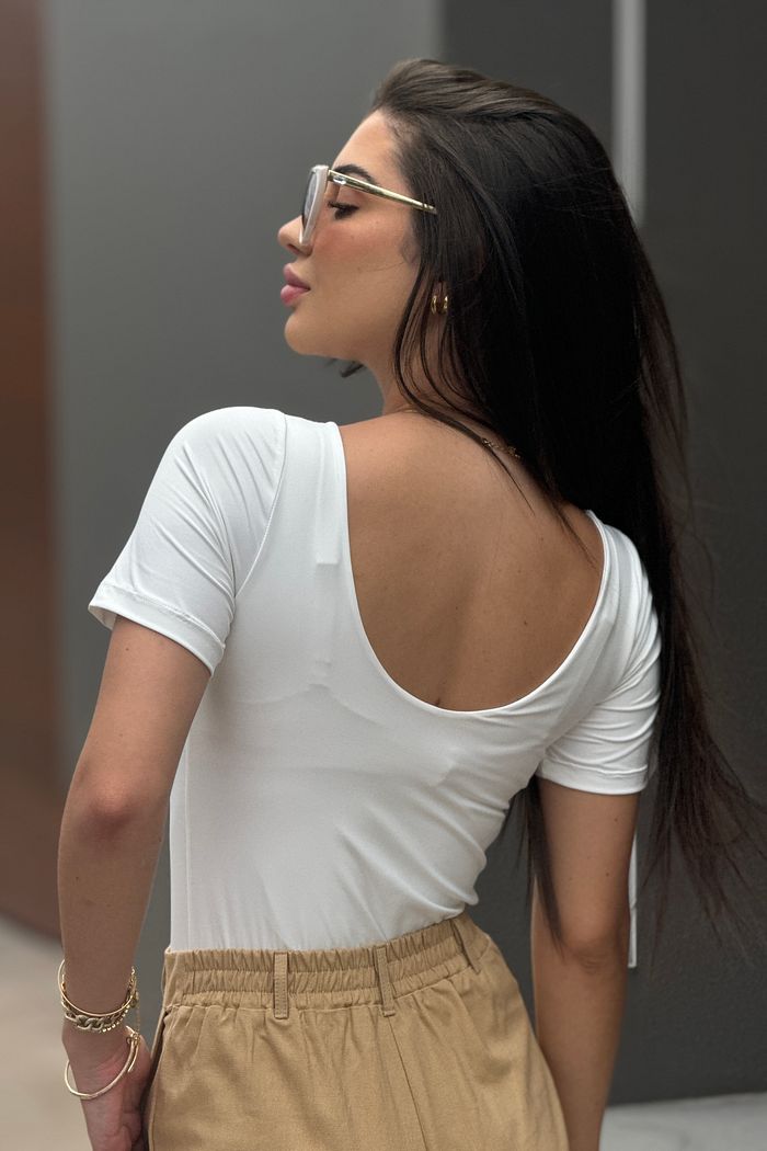 Body Poliamida Manga Curta Branco