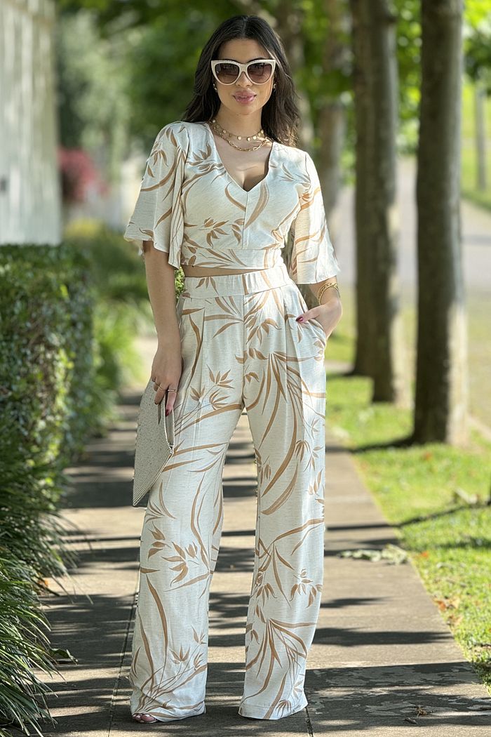 Cropped Kaci Estampado Toffee