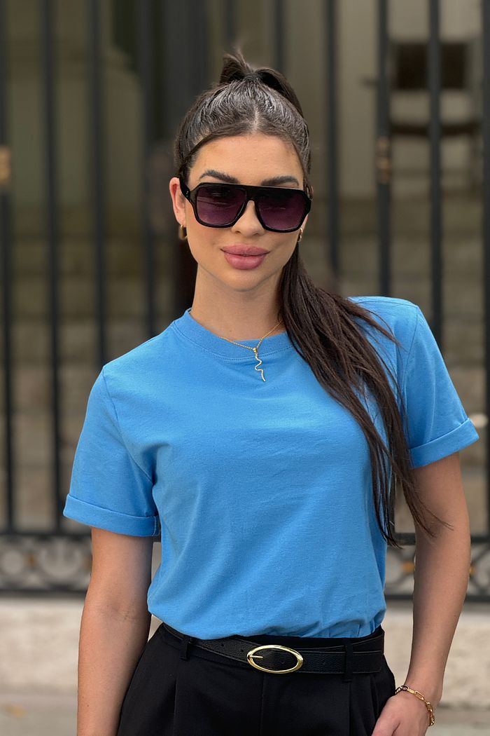 T-Shirt Algodão com Elastano Azul