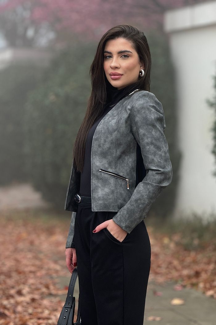 Jaqueta Courino Estonada Cinza