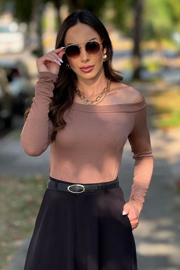 Blusa Ombro Ombro Longa Mocha