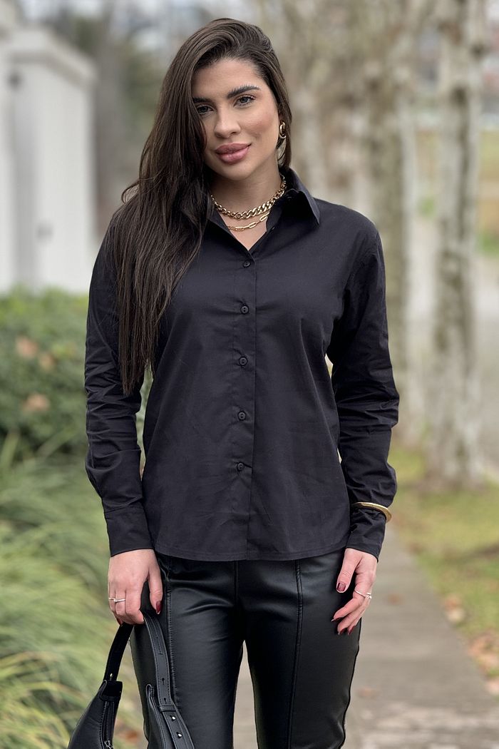 Camisa Tricoline Elastano Preto