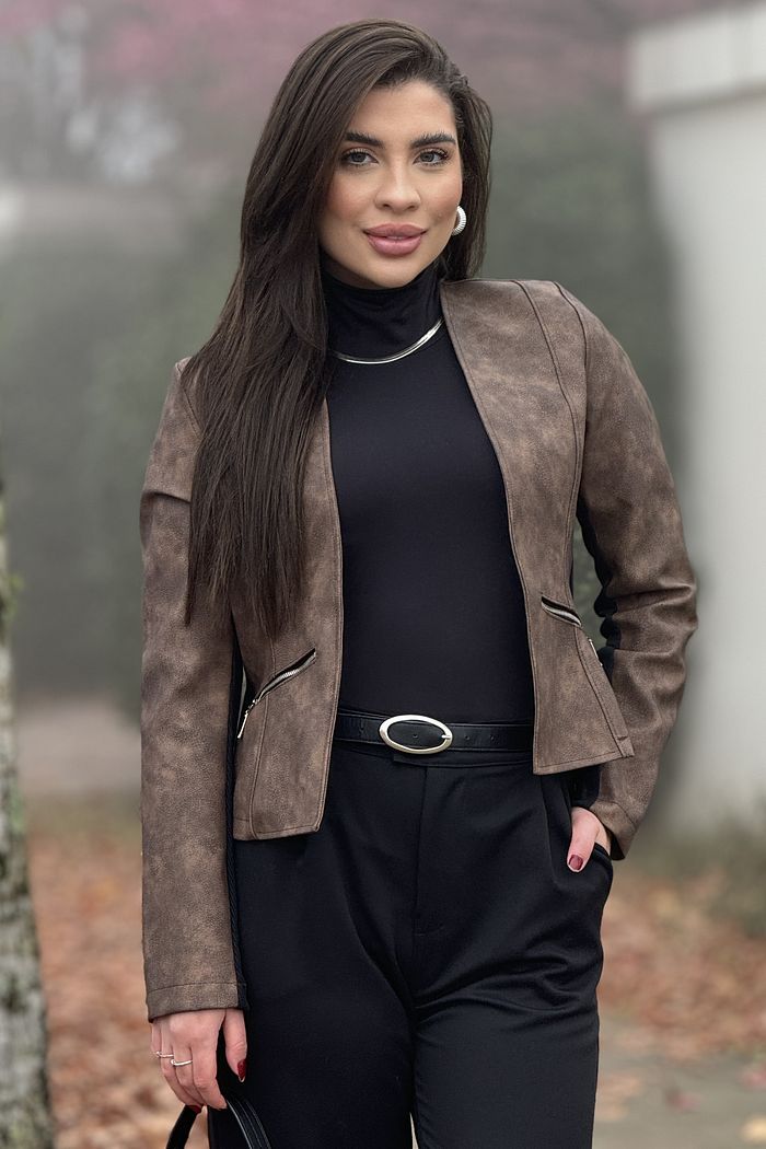 Jaqueta Courino Estonada Marrom