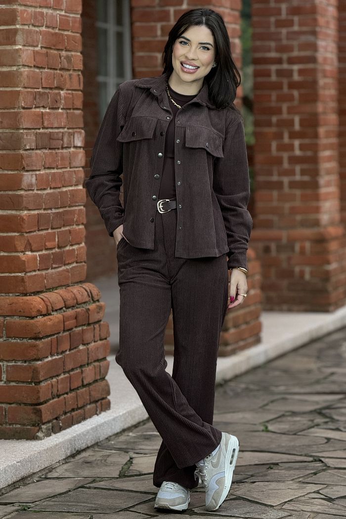 Wide Leg Cotelê Marrom