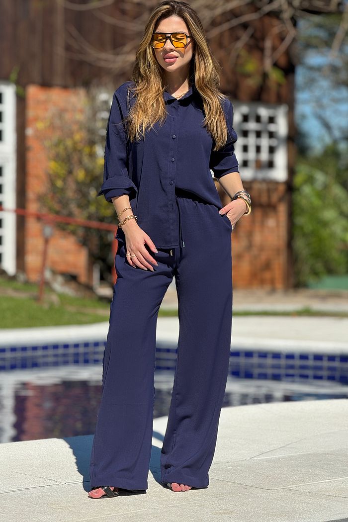 Calça Pantalona Erika Azul