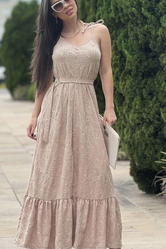 Vestido Laura Bordado Cappuccino