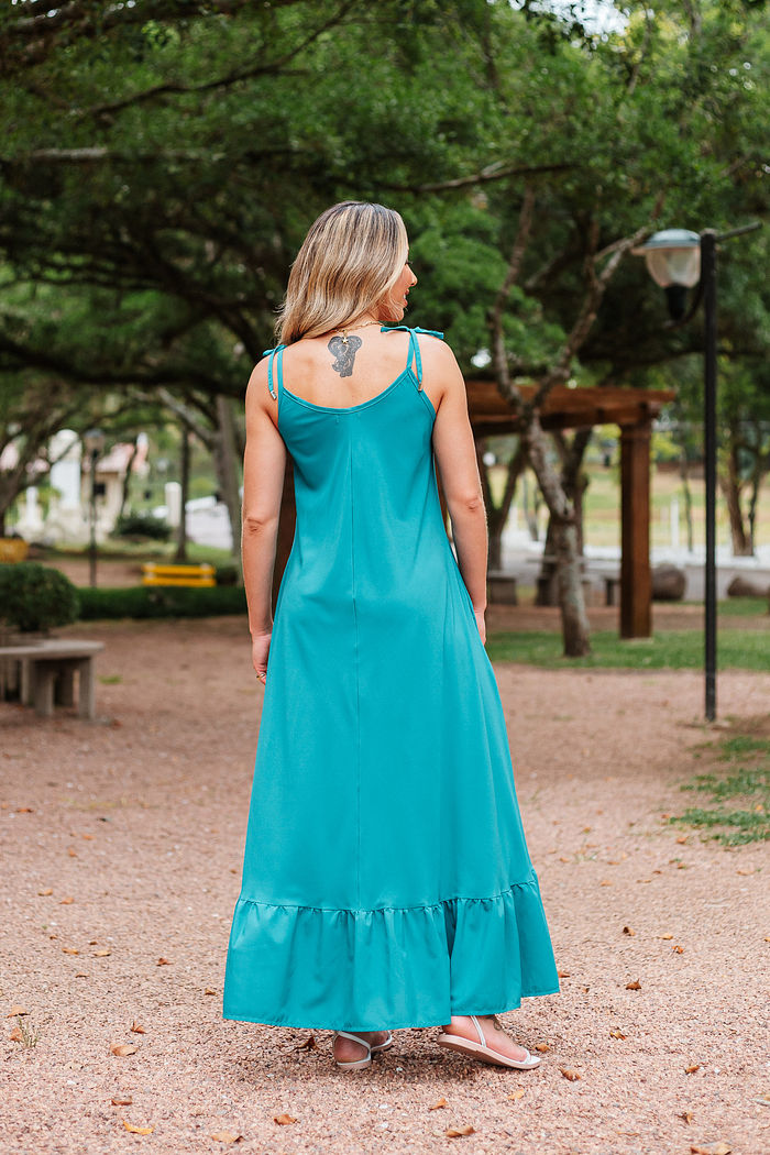 Vestido Laura Alongado Azul