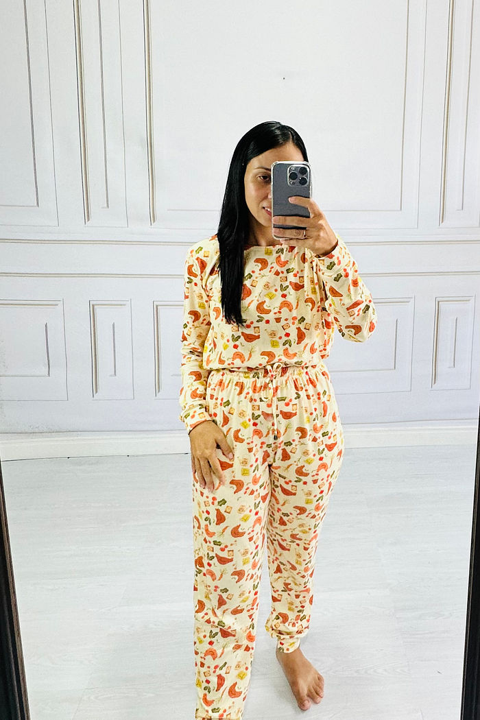 Pijama Manga Longa estampa fazendinha