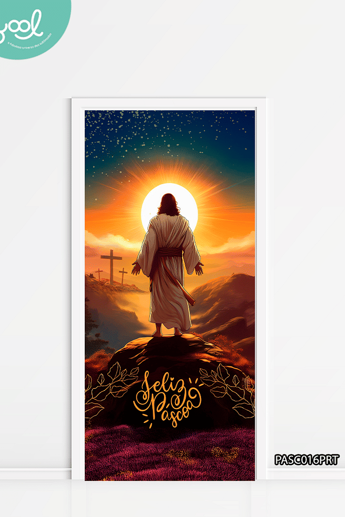 Capa de Porta Páscoa Cristã Jesus Vive