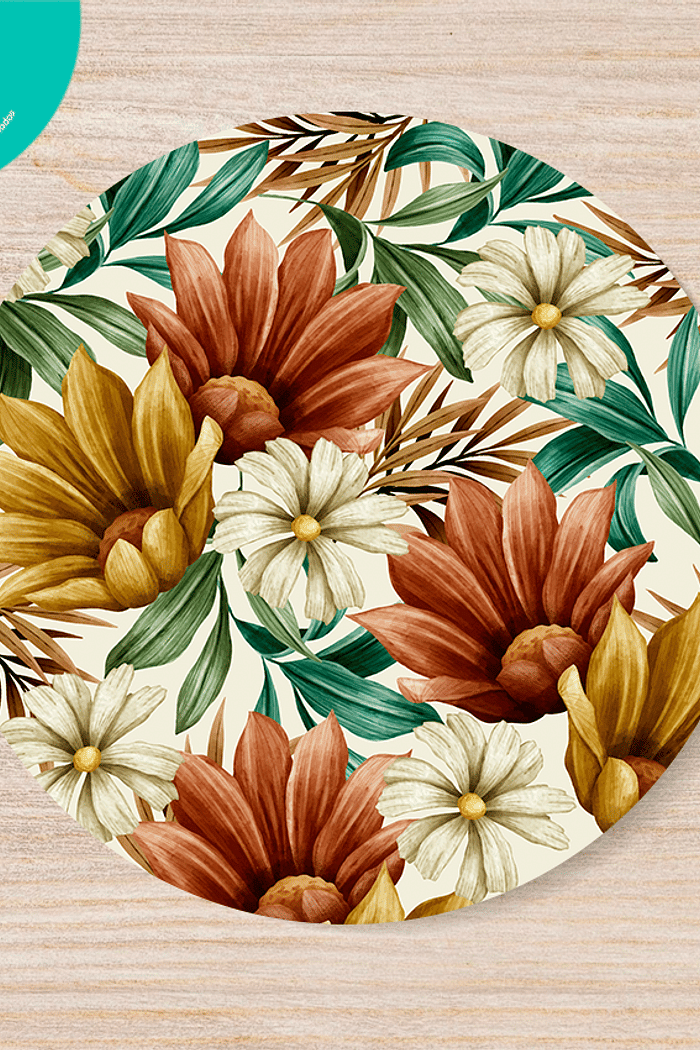 KIT 4 CAPA DE SOUSPLAT FLORAL TERRACOTA