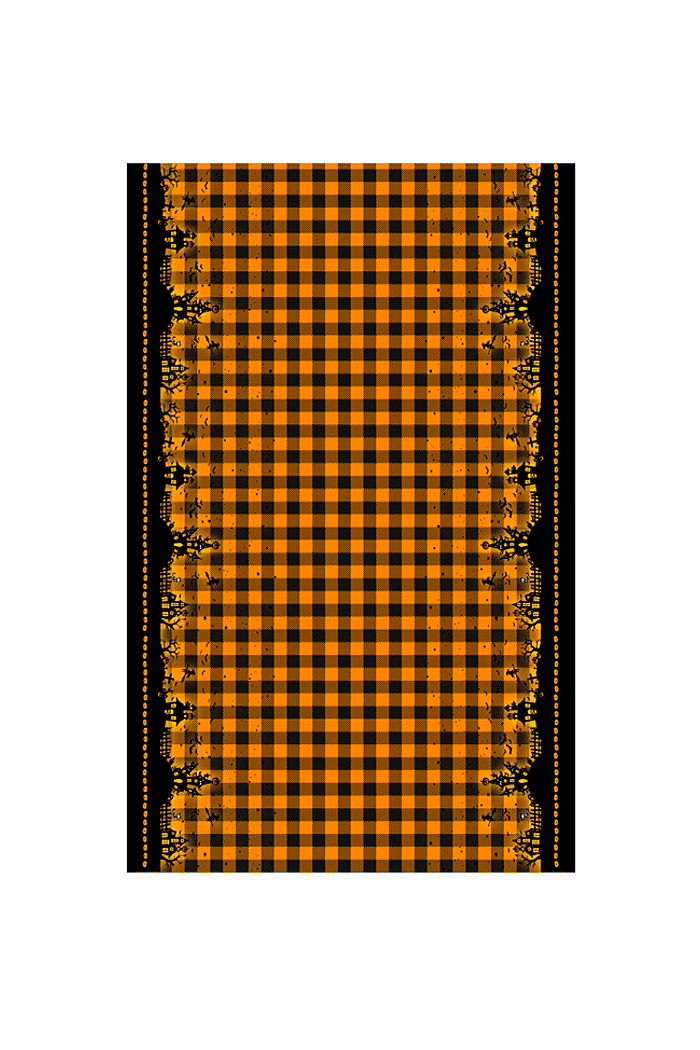 Toalha de Mesa Halloween Xadrez Laranja com preto  2,30MT X 1,40MT