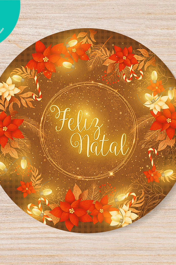 KIT COM 4 Capas de Sousplat de Natal xadrez Marron luzes