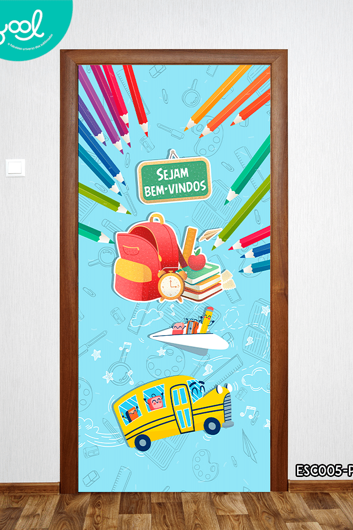 Capa de Porta Decorativa Sejam Bem-Vindos Ônibus