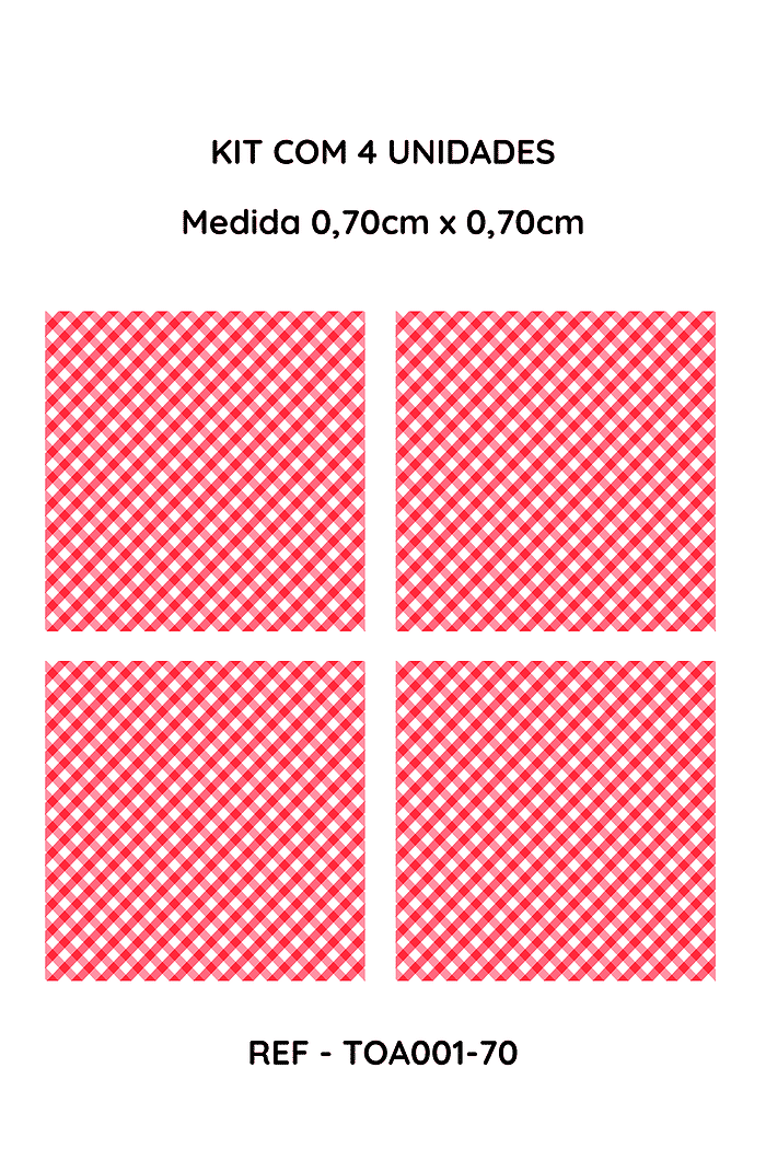 Kit com 4 Toalha de Mesa  Xadrez Vermelho , Medida 0,70mt x 0,70mt