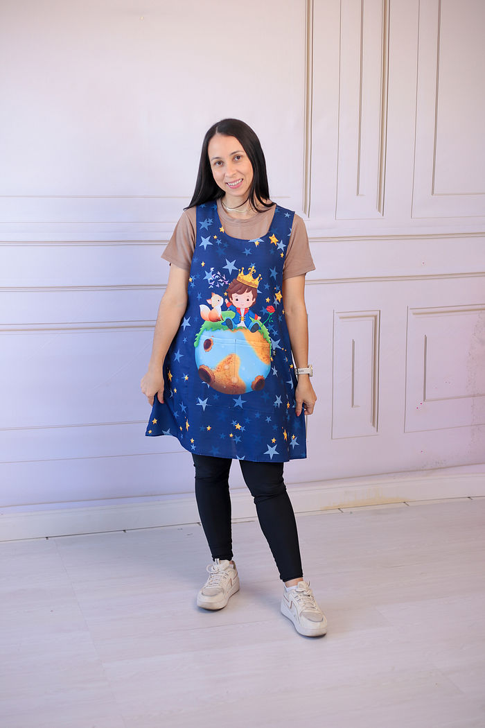 Avental Japonês Pequeno Principe Azul Marinho