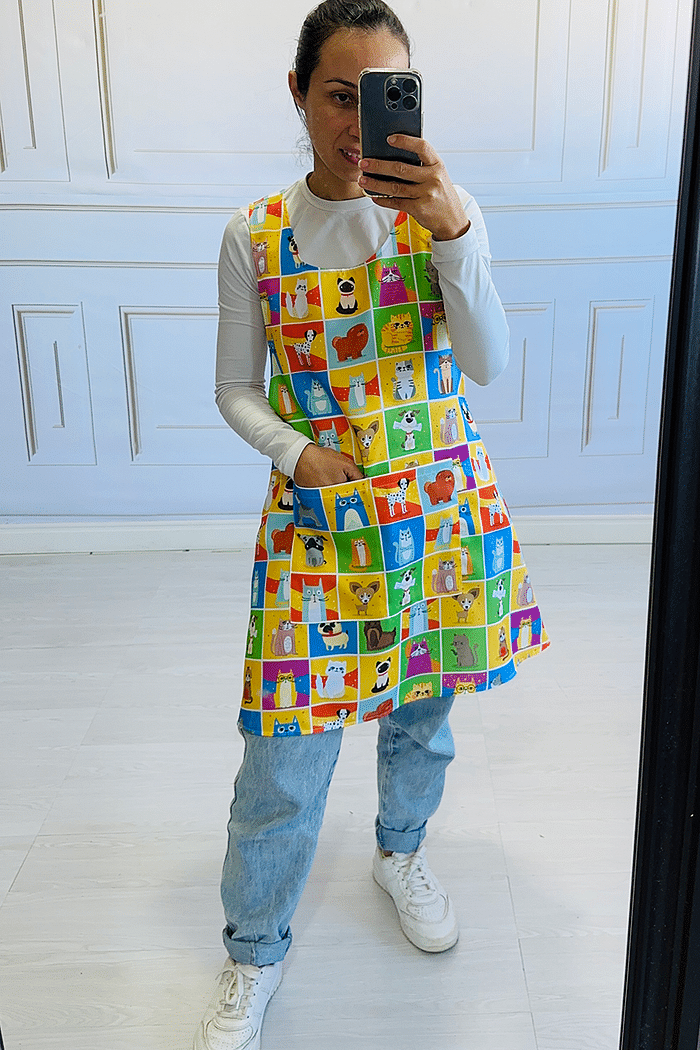 Avental Japonês Petshop Gatos & Cachorros