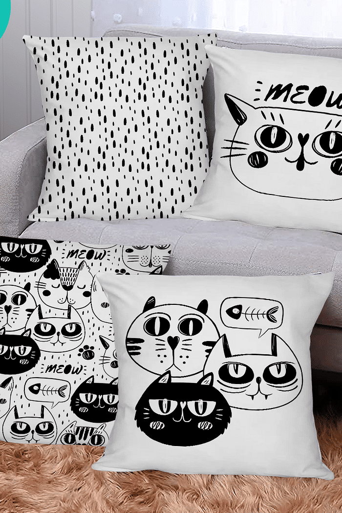KIT 4 CAPAS DE ALMOFADAS DECORATIVAS CATS