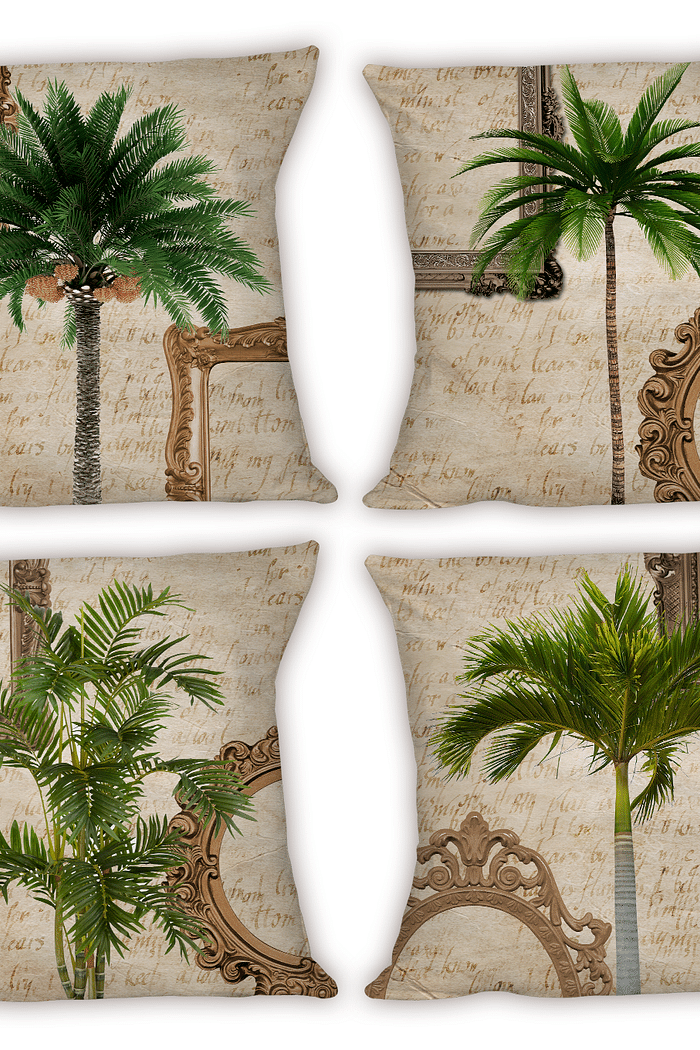 KIT 4 CAPAS DE ALMOFADAS DECORATIVAS TROPICAL COQUEIRO VINTAGE - 45x45