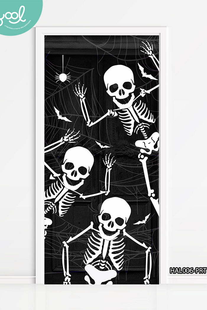 Capa de Porta Halloween Esqueleto muito louco