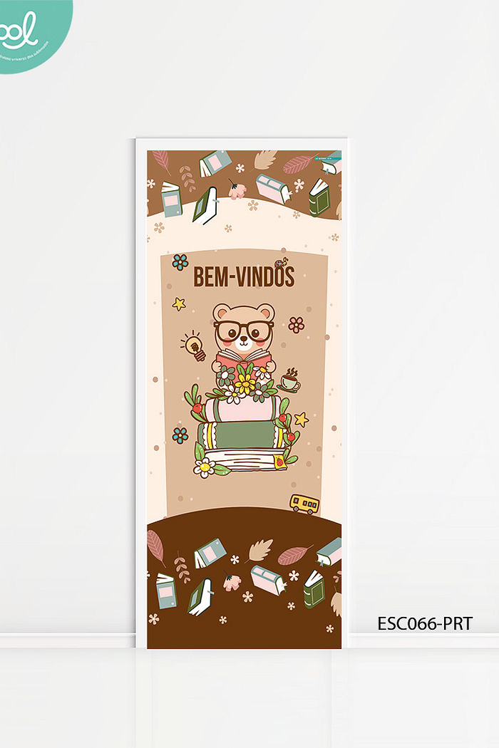 Capa de Porta Bem-Vindos Ursinho Leitor