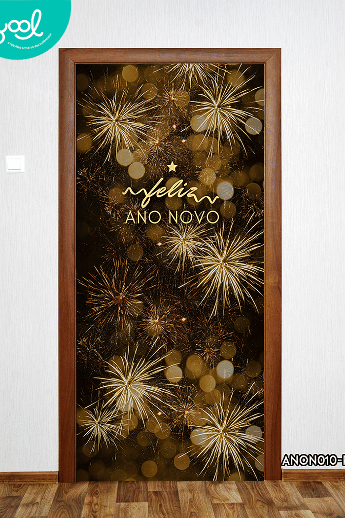 Capa de Porta Ano Novo Reveilon Fundo Preto
