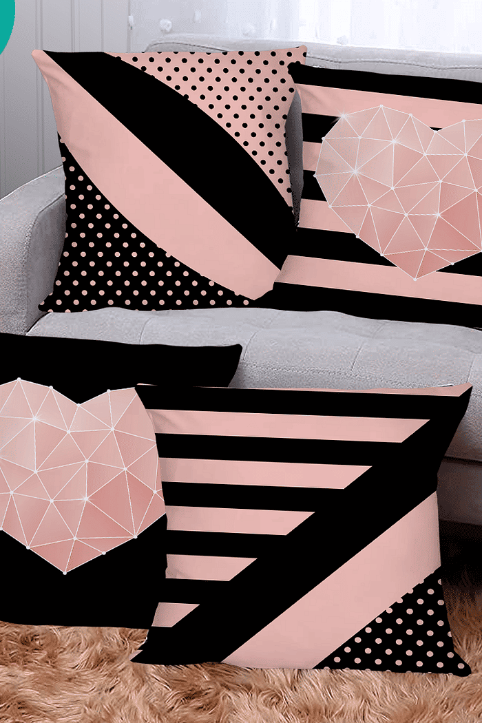 KIT 4 CAPAS DE ALMOFADAS DECORATIVAS CORAÇÃO LUXURY- 45x45