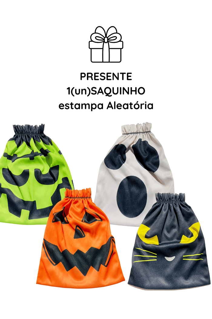 Presente 1 Porta Doces Saquinho Tecido Halloween (Estampa Aleatória)