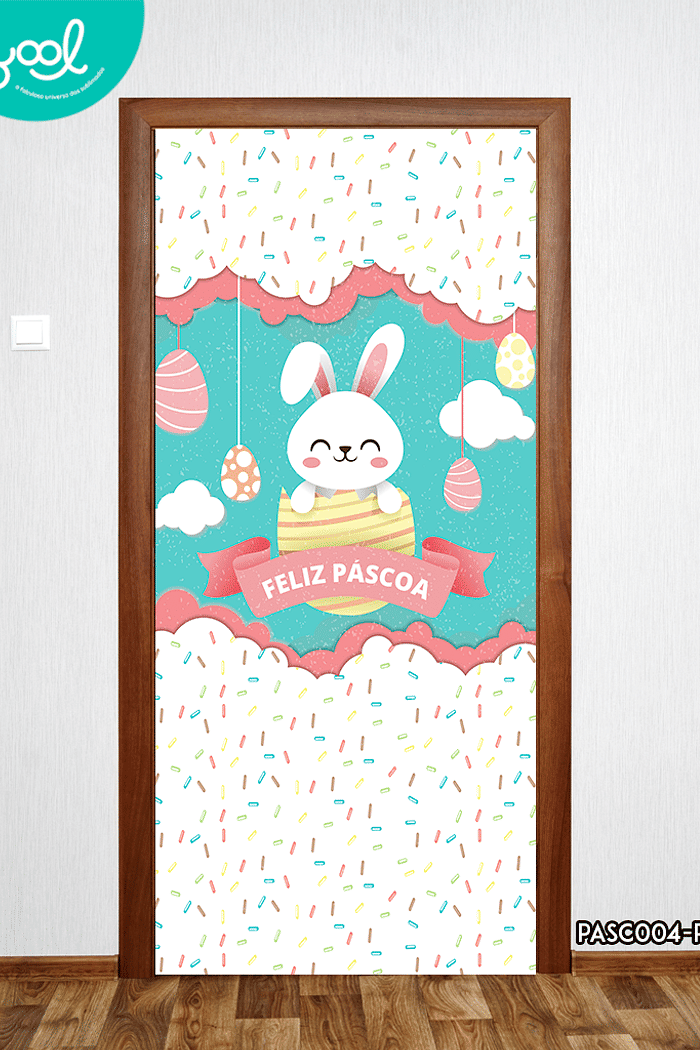 Kit de Páscoa Coelho Ovinho 1 Capa de Porta + 4 Capa de Almofada + 4 Capa de Sousplat