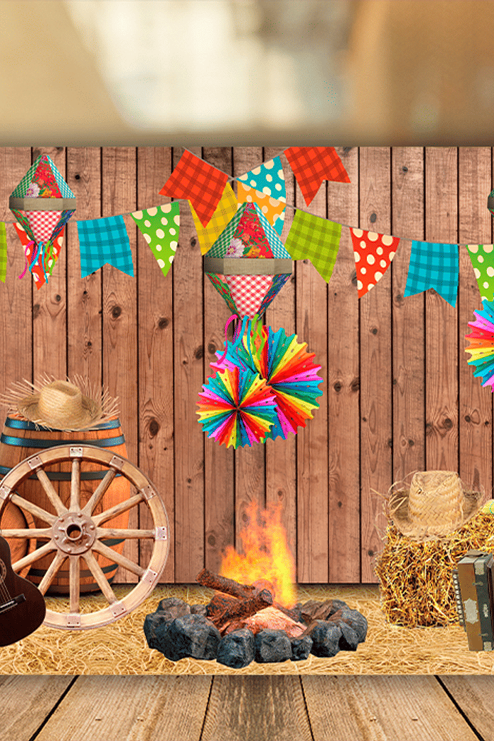 PAINEL FESTA JUNINA RETANGULAR EM TECIDO MEDIDA 220X150