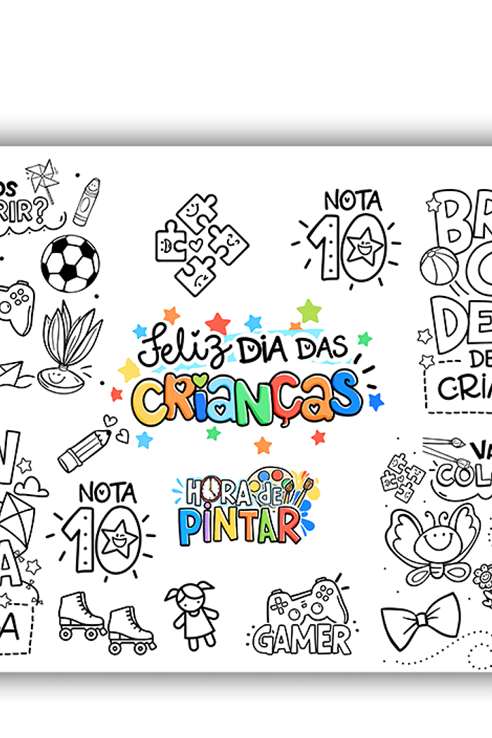 Painel Dia das Crianças para Colorir em Tecido Medida 2,50 x 1,50