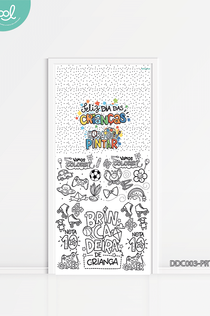 Capa de Porta Dia das Crianças 2025 para Colorir