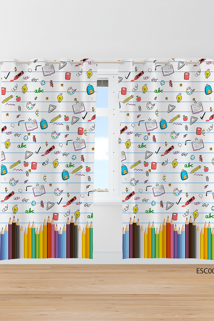 Cortina de Oxford Estampa Lápis de Cor