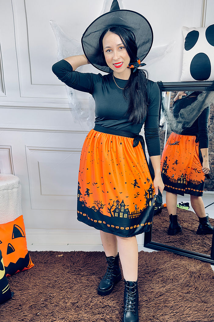 Saia Fantasia Halloween Aboboras adulto P ao G2