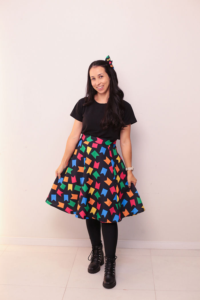 Saia Preta Godê Fantasia Festa Junina adulto P ao G2